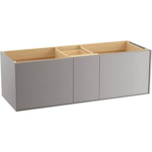 Jute 60 in. W x 22 in. D x 20 in. H Double Sink Floating Bath Vanity in Mohair Grey with White Quartz Top