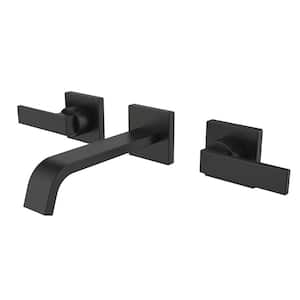 Lura 2-Handle Wall Mount Bathroom Faucet with Lever Handles in Matte Black