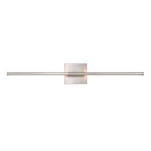 Makena 28 in. 1-Light Nickel Metal Dimmable Integrated LED Metal Wall Sconce