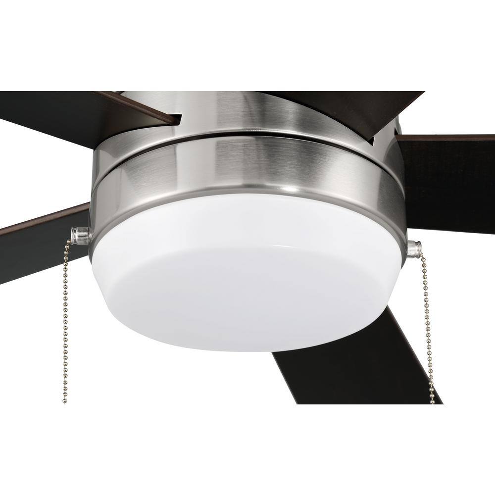 Merit 52" Brushed Polished Nickel Flush Mount Ceiling Fan with LED Light