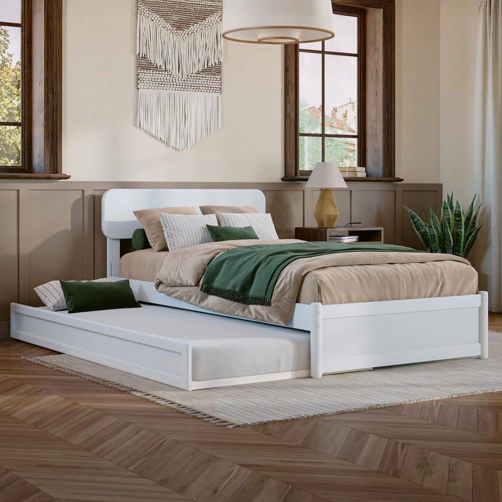 AFI Capri White Solid Wood Frame Twin XL Platform Bed with Panel