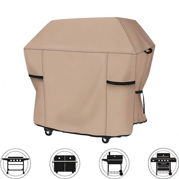 Outdoor Waterproof Grill Cover 72 in. Heavy Duty BBQ Cover for 5-7 Burners Outdoor Gas Barbecue Grill, Khaki