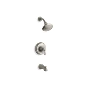 Forte Sculpted Rite-Temp 1-Handle Wall Mount Tub and Shower Trim Kit in Vibrant Brushed Nickel (Valve Not Included)