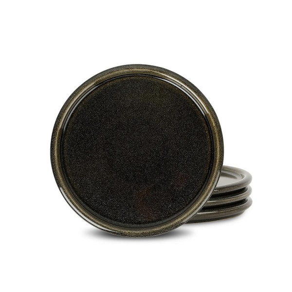 Eden 4-Piece Charcoal Grey Stoneware Salad Plate Set (Service for 4)