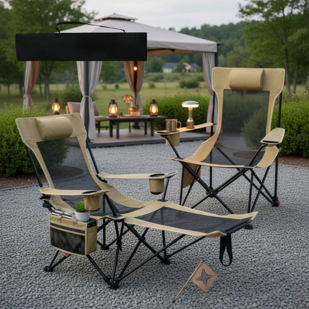 Multi-Position Reclining Camping Chair With Detachable Footrest price history on PriceWatchPro