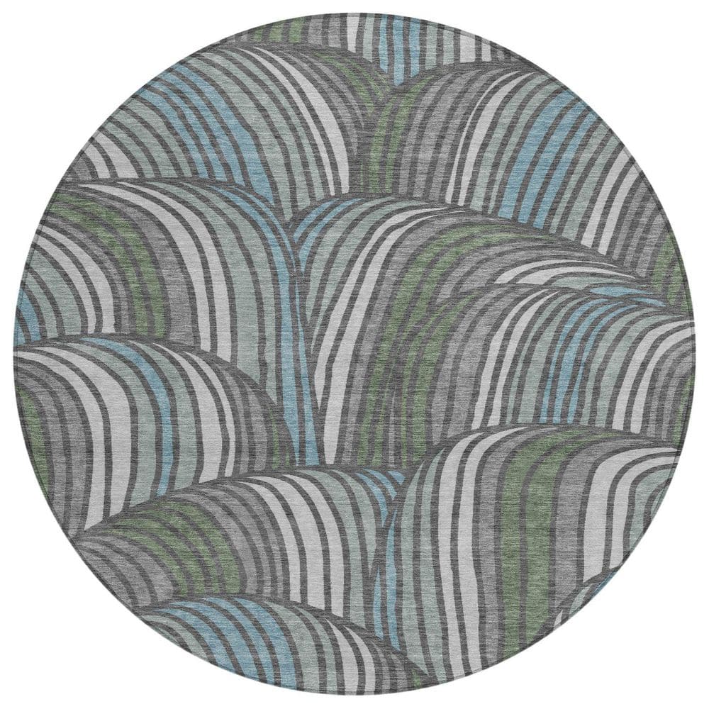 Chantille Machine Washable Indoor/Outdoor Abstract ACN2546 Charcoal 8 ft. x 8 ft. Round Rug price history on PriceWatchPro