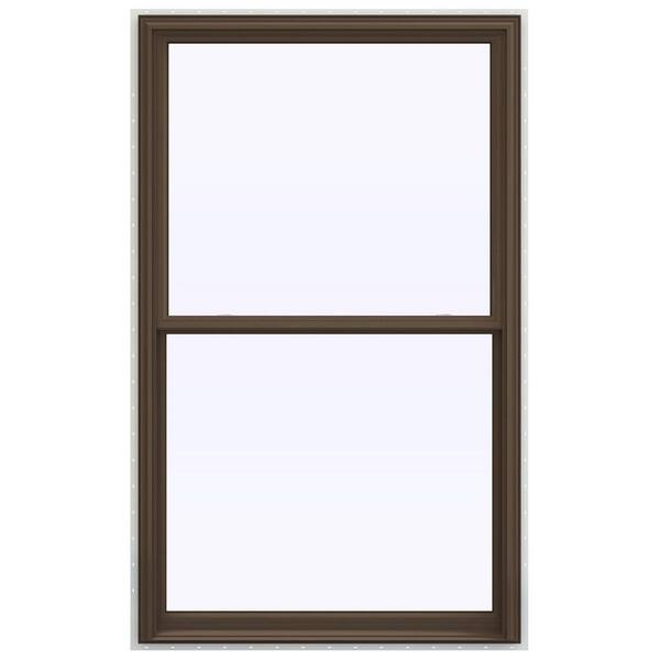 JELD-WEN 43.5 in. x 71.5 in. V-2500 Series Brown Painted Vinyl Double Hung Window with BetterVue Mesh Screen