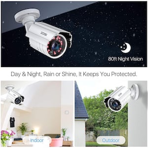 Wired 2MP Outdoor 4-in-1 Bullet Security Camera Compatible with HD-CVI/TVI/AHD/960H CVBS DVR, 80 ft. Night Vision