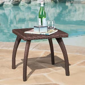 Honolulu Brown Square Plastic Outdoor Accent Table