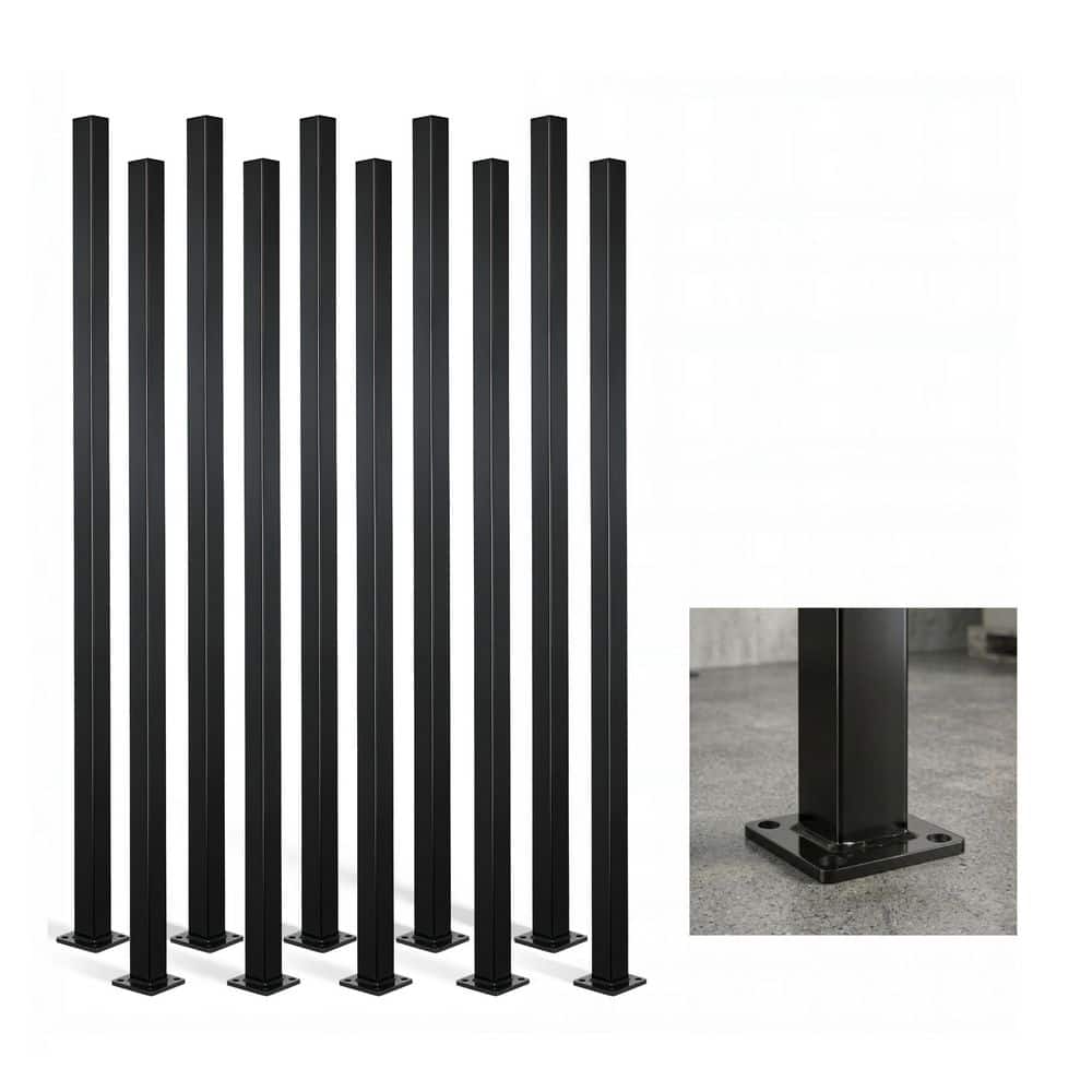 2in. x 2in. x 5ft. Black Steel Fencing Border Post with Base Plate and Cap (10-Pack) price history on PriceWatchPro
