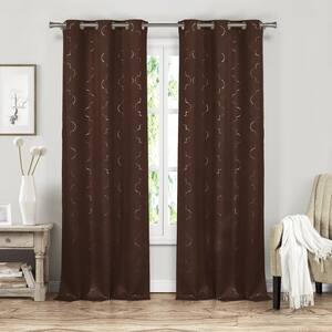 Chocolate Distressed Thermal Blackout Curtain - 37 in. W x 84 in. L (Set of 2)