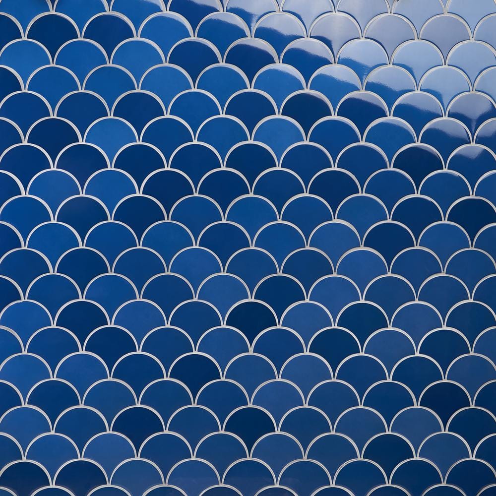Tidewater Blue Ceramic Fish Scale Wall Tile