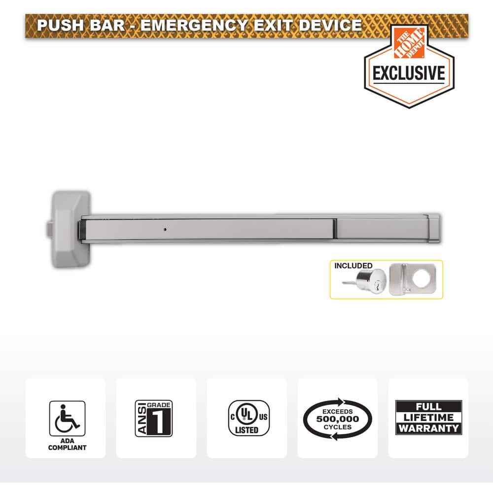 28"-36" Door Push Bar Panic Exit Device with Handle Lock Emergency Hardware 