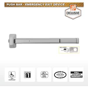 Door Push Bar 28-36 in Panic Exit Device Lock Emergency Hardware w/ Handle 