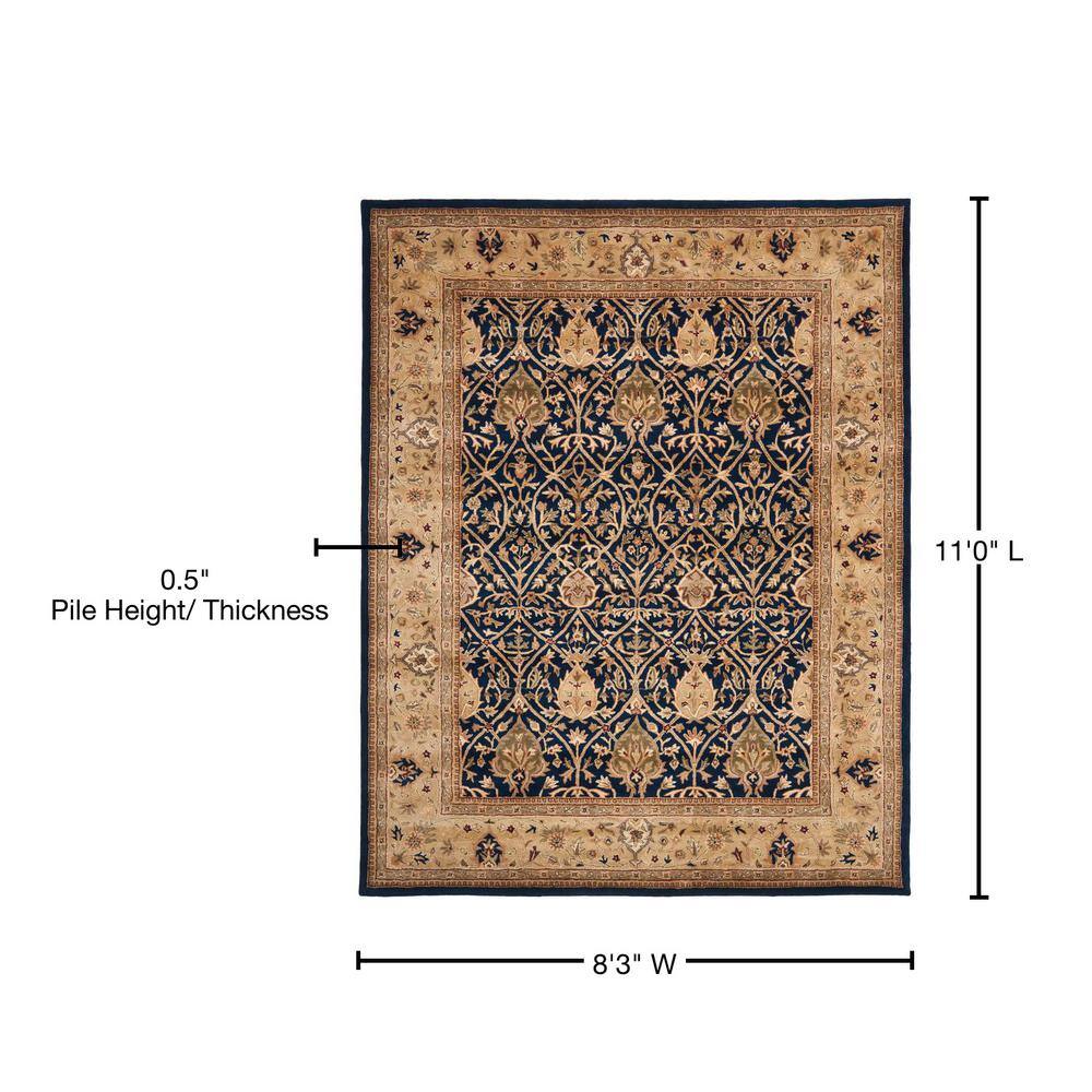 Elegant Persian-Inspired Hand-Tufted Wool Rug in Blue and Gold