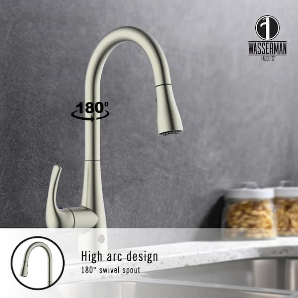 Touchless Motion Activated Single Handle Pull-Down Sprayer Sensor Kitchen Faucet in Brushed Nickel