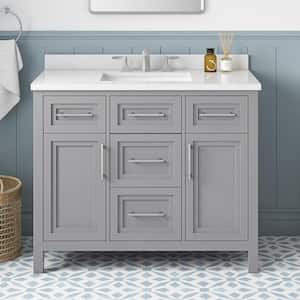 Mayfield 42 in. Single Sink American Gray Bath Vanity with White Engineered Stone Top (Assembled)