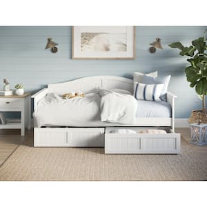 Nantucket White Twin Solid Wood Daybed with Set of 2-Bed-Drawers