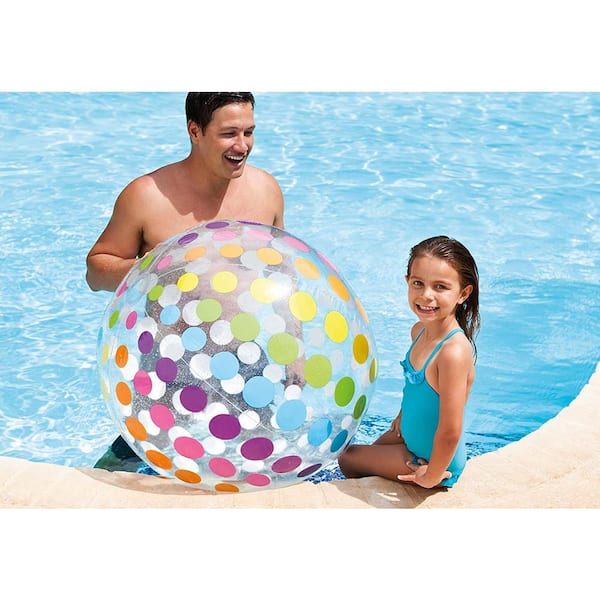 59065EP Intex Jumbo Inflatable Glossy Big Polka-Dot Colorful Giant Beach Ball 