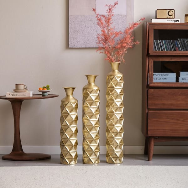 25 in., 29 in., 33 in. 3-Piece Antique Gold Metal Decorative