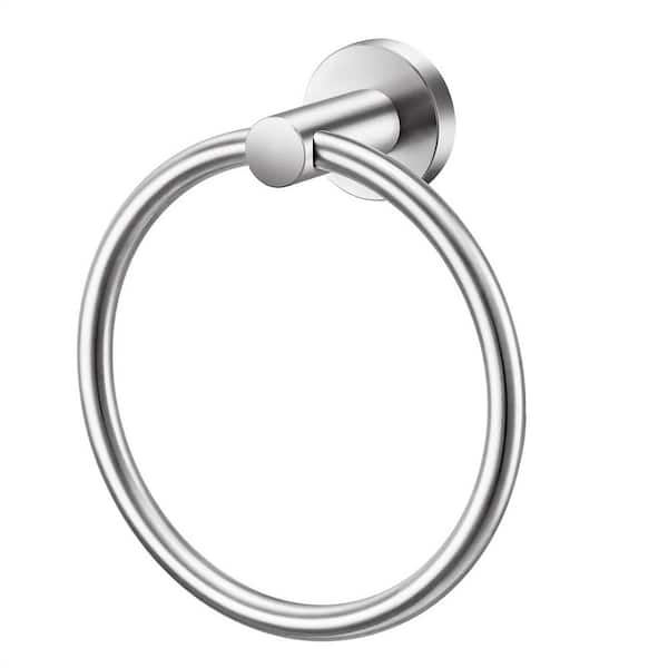 Cubilan Wall Mounted Round Stainless Steel Towel Ring Towel Storage Hanger in Brushed Nickel