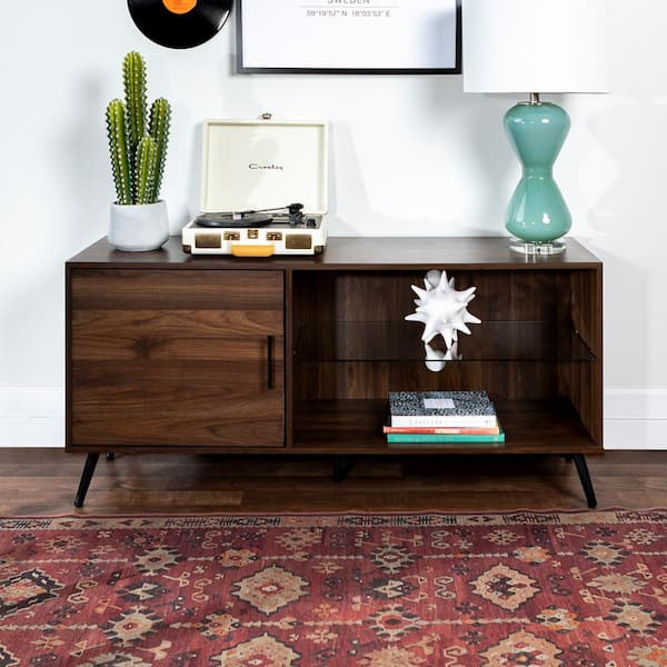 Walker edison rustic asymmetrical deals wood universal tv stand