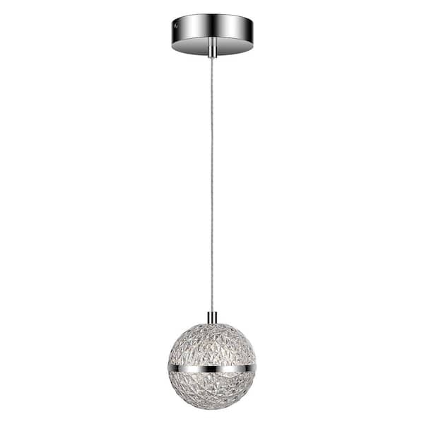 Edvivi 7-Watt 1-Light Chrome Finish Crystal Orb LED Mini Pendant Light
