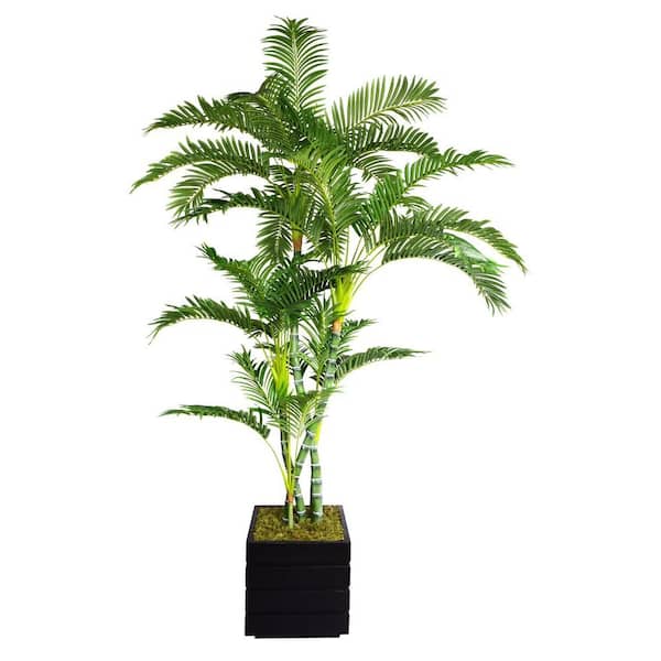 VINTAGE HOME 78 in. Tall Palm Tree in 14 in. Fiberstone Planter ...