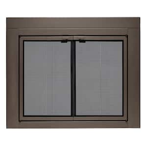 Uniflame Medium Roman Oil Rubbed Bronze Bi-fold style Fireplace Doors with Smoke Tempered Glass