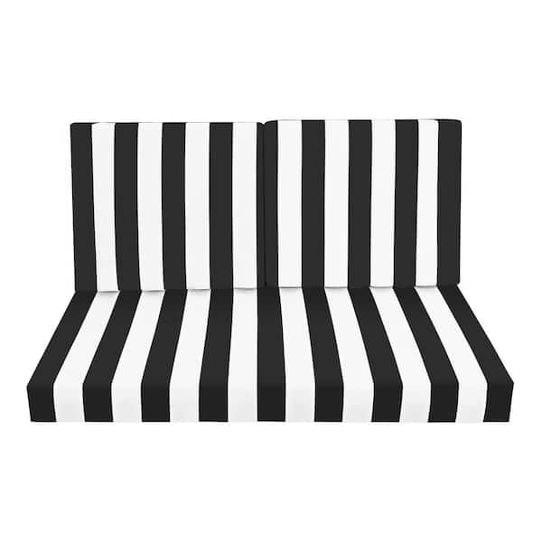 Unbranded 48 in. x 4.5 in. Deep Seating Outdoor Loveseat Replacement Cushion in Black and White Stripe (1 x Seat 2 x Back Cushion)