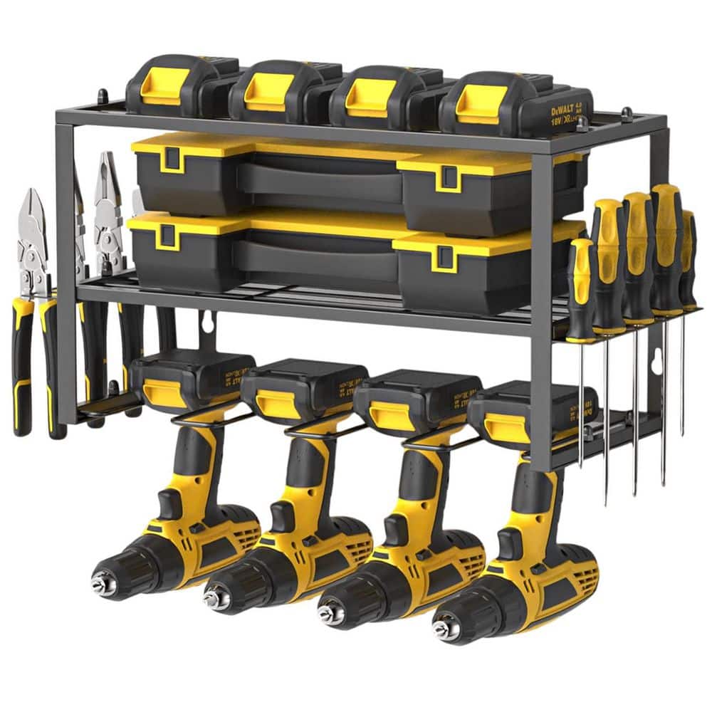 YICHUHAOXI Power Tool Organizer 12.4 in. Black Steel Heavy Duty