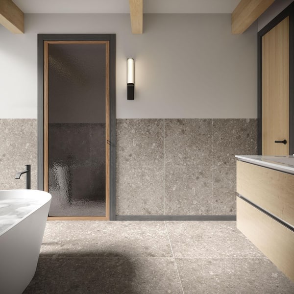 Luxe Terrazzo Taupe 47.16 in. x 47.16 in. Terrazzo Look Matte Porcelain Floor and Wall Tile (30.98 sq. ft. / Case)