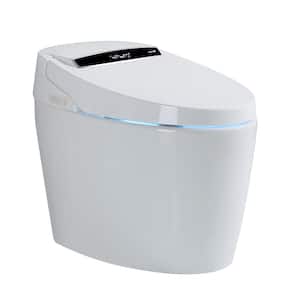 1-Piece 1.28 GPF Single Flush Elongated Toilet in White Heated Bidet Seat Included, Auto Flushing, LED Digital Display