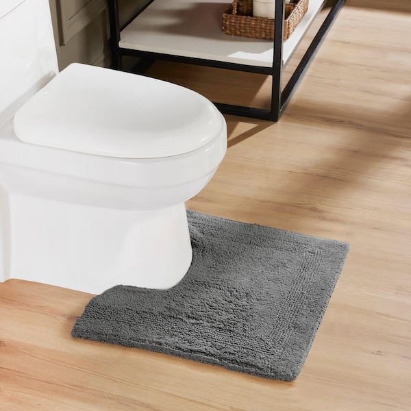 Better Trends Lux Collection Gray 20 in. x 20 in. Contour 100% Cotton Reversible Race Track Pattern Bath Rug