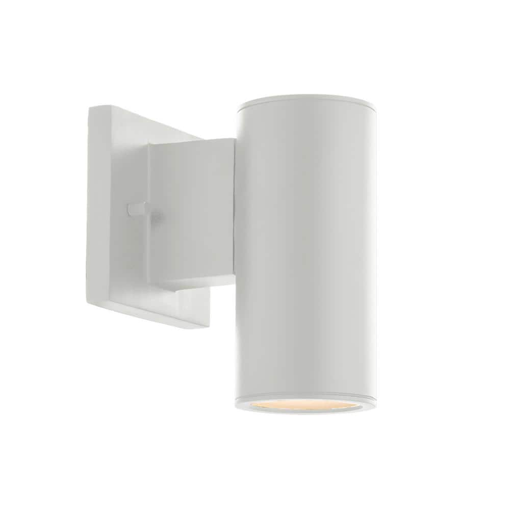 Cylinder 8 in. White Outdoor/Indoor Cylinder Sconce Hardwired Integrated LED Selectable CCT-1 Direction Light Output price history on PriceWatchPro