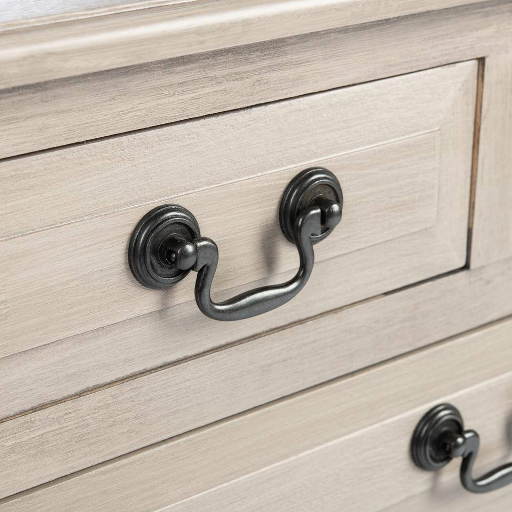 Greige Wood and Metal 3-Drawer Console Table with Storage