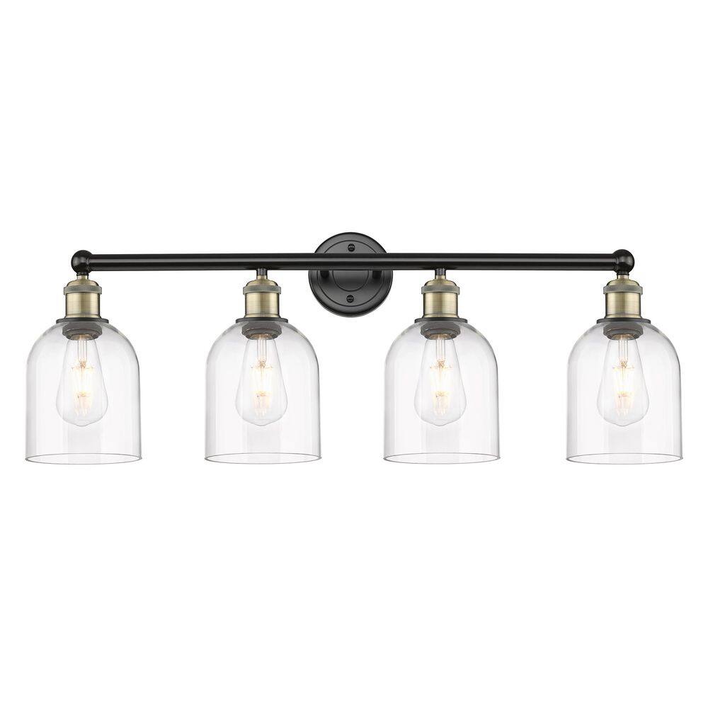 Bella 32.5 in. 4-Light Black Antique Brass Vanity Light with Glass Shade price history on PriceWatchPro