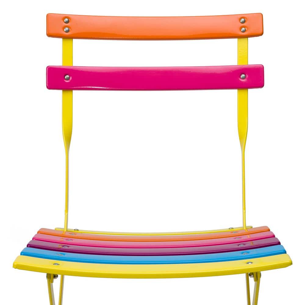 Vibrant Rainbow Steel Foldable 3-Piece Bistro Set