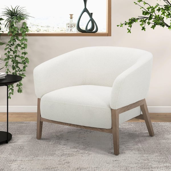 Divani Casa Giselle Mid-Century Modern Off-White Fabric Arm Chair