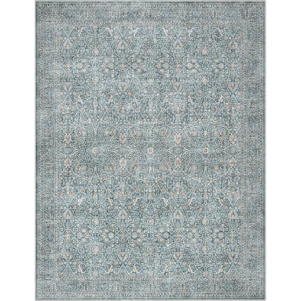 Blue 5 ft. 3 in. x 7 ft. 3 in. Flat-Weave Asha Isolde Vintage Oriental Botanical Area Rug