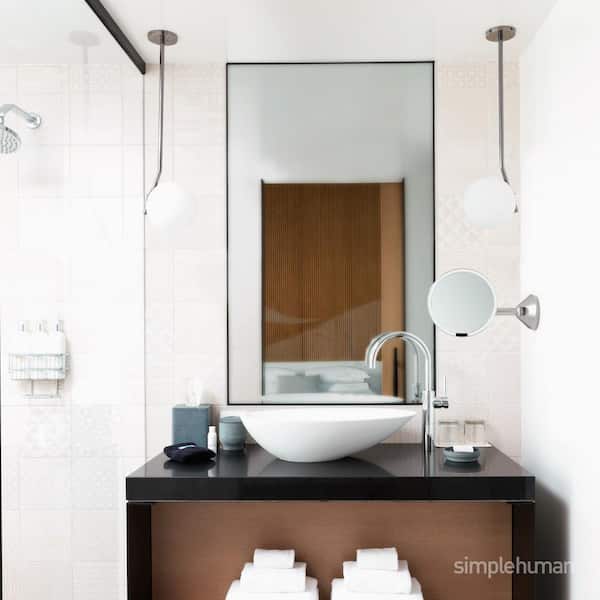 Brushed Stainless Steel Hard Wired, Are Lighted Bathroom Mirrors Good For Makeup Room