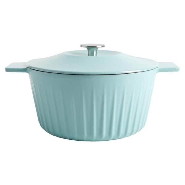 Martha Stewart Living 5 qt. Blue Round Enamel Cast Iron Dutch Oven with Lid  127366.02R - The Home Depot