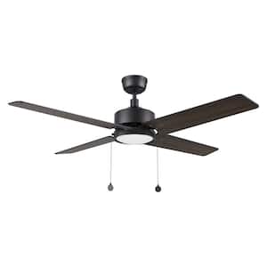 Nazzano 52 in. Color Changing Integrated LED Indoor Matte Black 5-Speed DC Ceiling Fan with Light Kit and Pull Chain