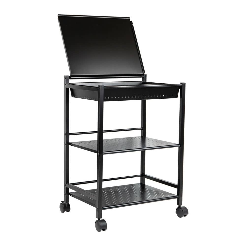 Cart with Covered Compartment, Office Organizer, Storage, 3-Tier Office Metal 20 in. L x 14.25 in. W x 28.75 in. H Black price history on PriceWatchPro