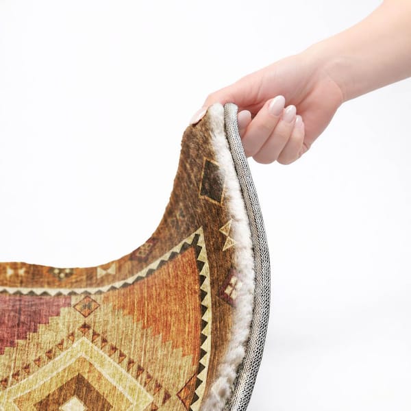 Dream Shag Premium Machine Washable Abstract ADS177 Brown 8 ft. x 8 ft. Round Rug