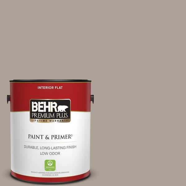 BEHR PREMIUM PLUS 1 gal. #ECC-18-1 Quail Ridge Flat Low Odor Interior Paint & Primer