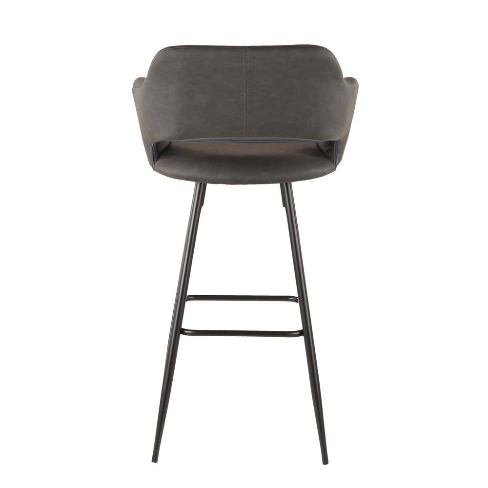 Sleek Contemporary 40.5" Black Metal & Grey Leather Bar Stool Set