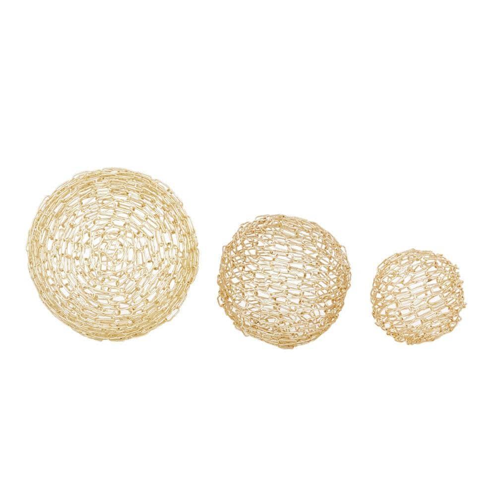 Gold Contemporary Geometric Metal Sculpture Set of 3