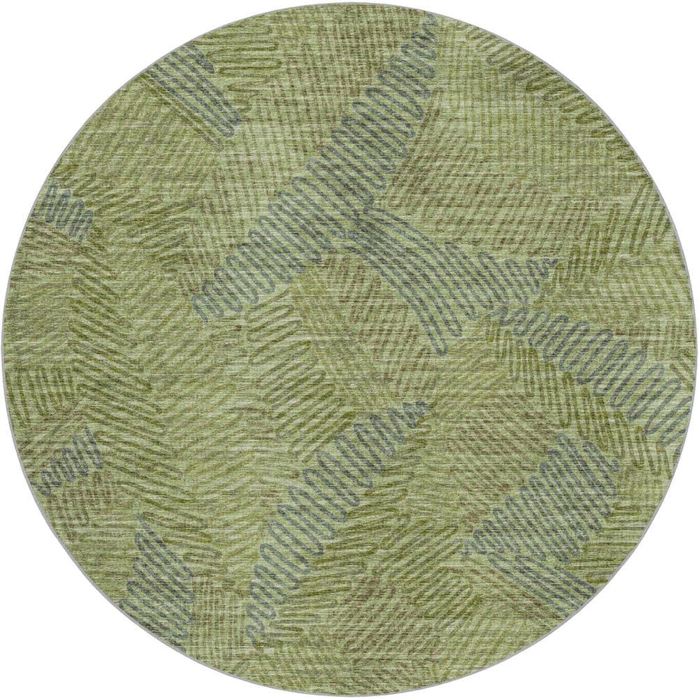 Dream Shag Premium Machine Washable Abstract ADS117 Green 8 ft. x 8 ft. Round Rug price history on PriceWatchPro