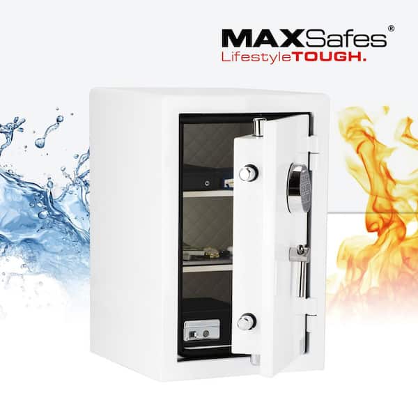 2.6 cu. ft. Fireproof and Waterproof Home, Commercial, and Office Safe with Electronic Keypad Lock Access in White